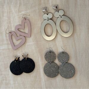 Set of 4 - Nickel and Suede earrings